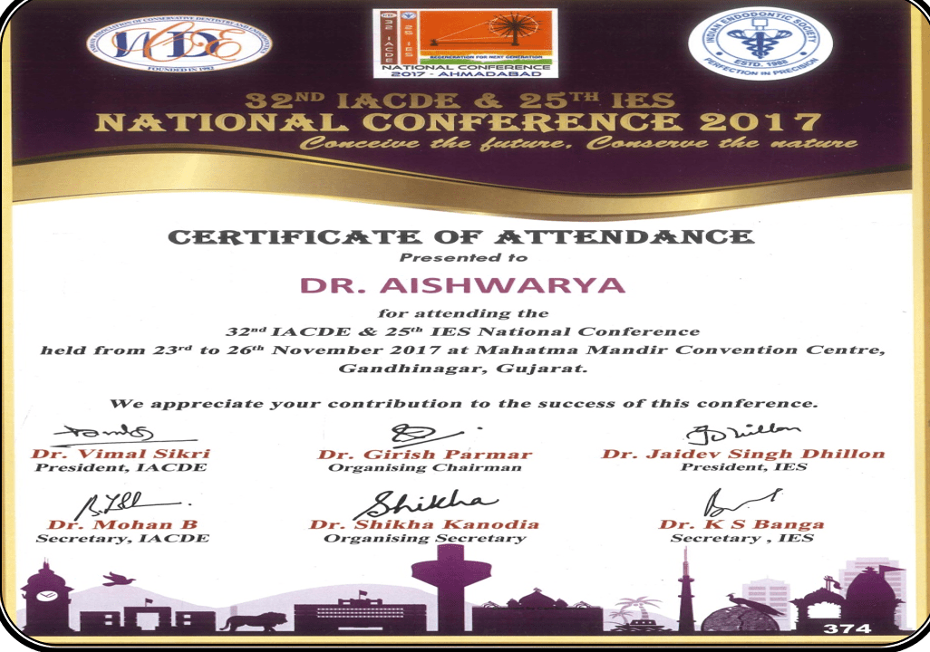 Dr. Aishwarya Certificate