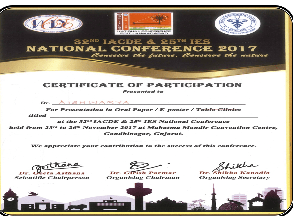 Dr. Aishwarya Certificate