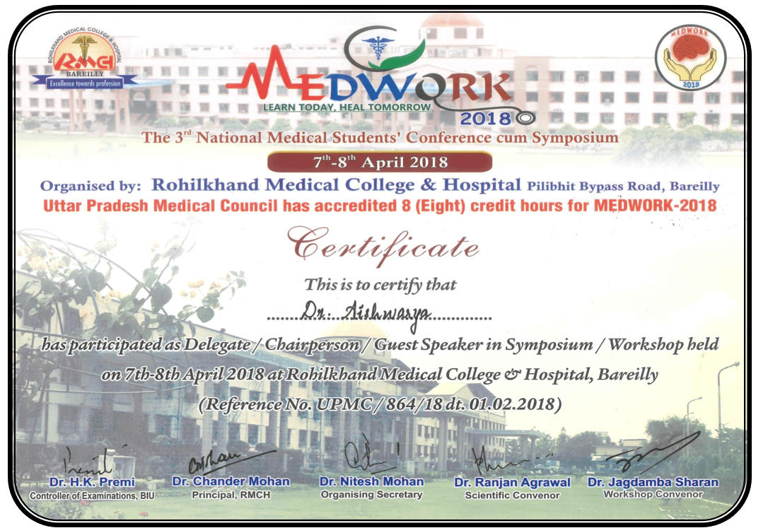 Dr. Aishwarya Certificate